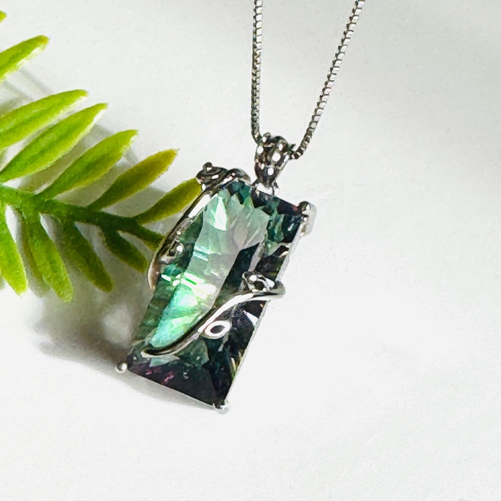 Mystic Quartz Ladies 18” Sterling Silver Necklace - Picture 8 of 10